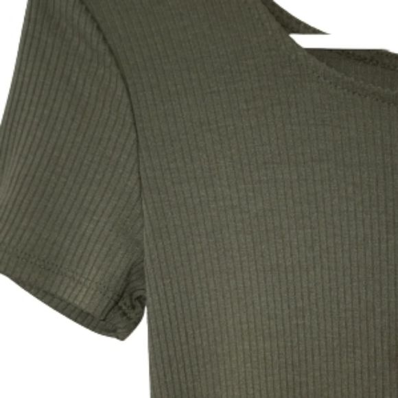 Girls Ribbed Olive Stretch Jumpsuit - Picture 2 of 2